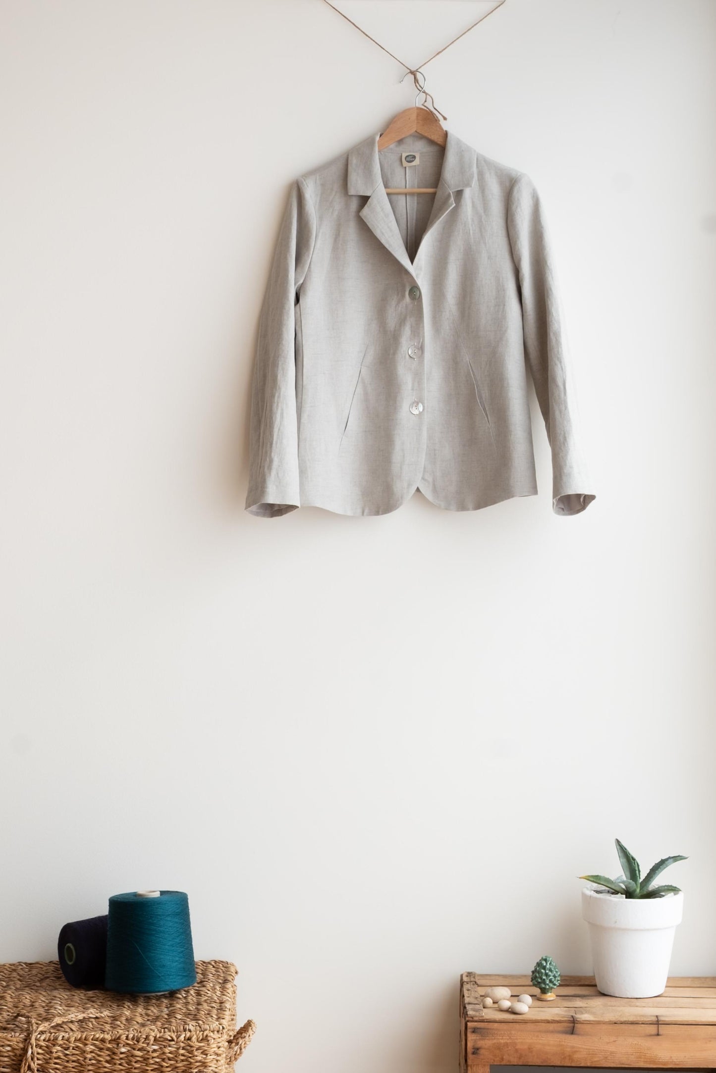 Giacca ANETO * lino/cotone grigio panna peso medio * taglia L