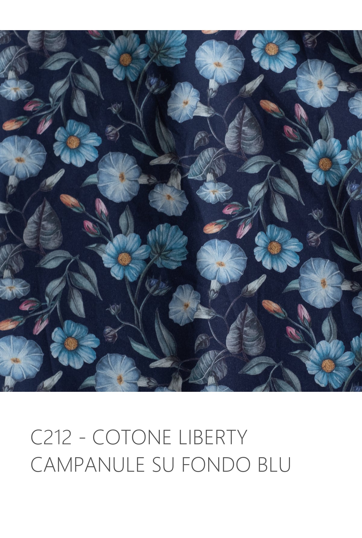 Camicia CICLAMINO * cotone liberty campanule su fondo blu * taglia S