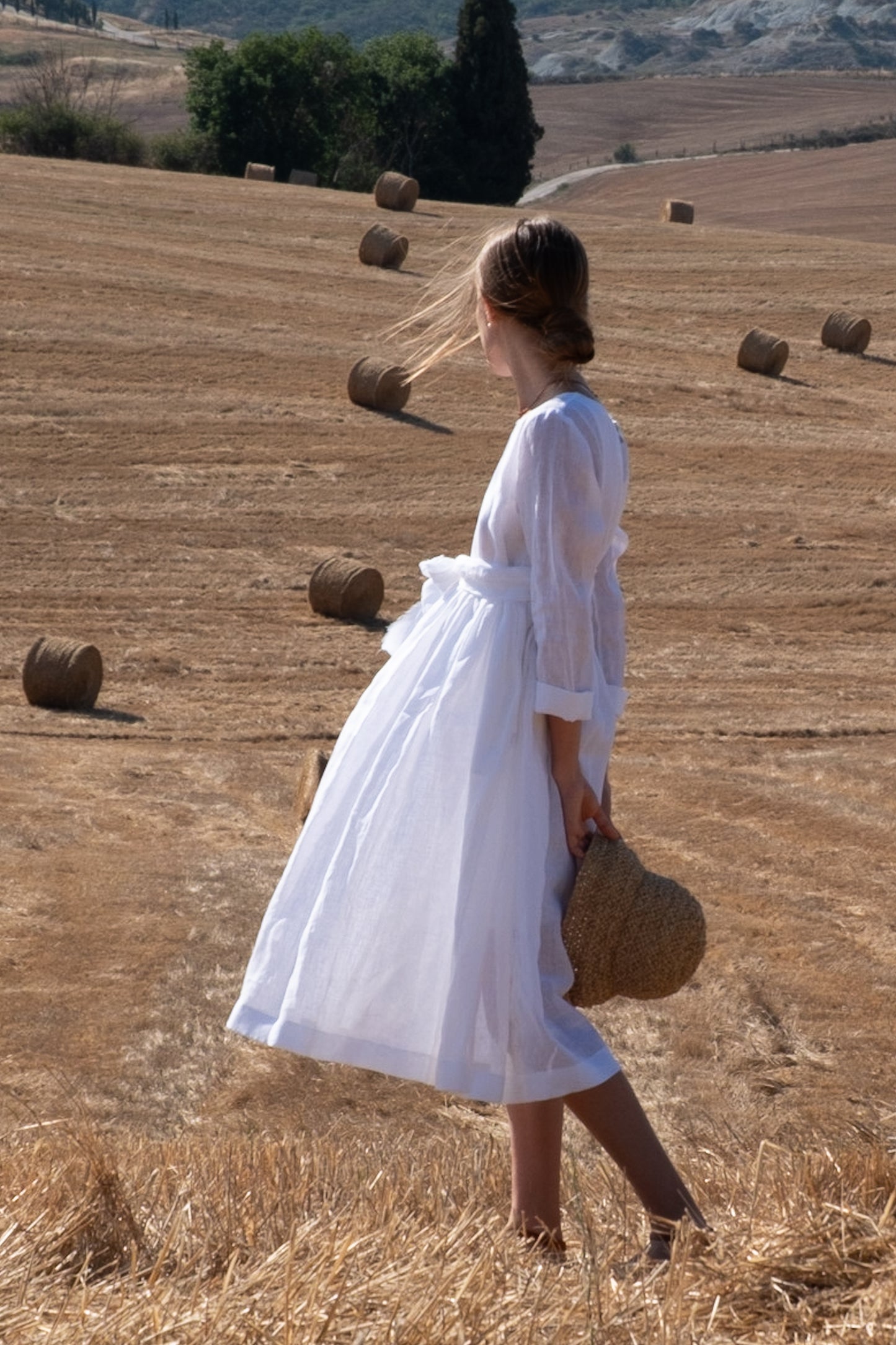 Dress PORFIDO * white gauzed linen * size S