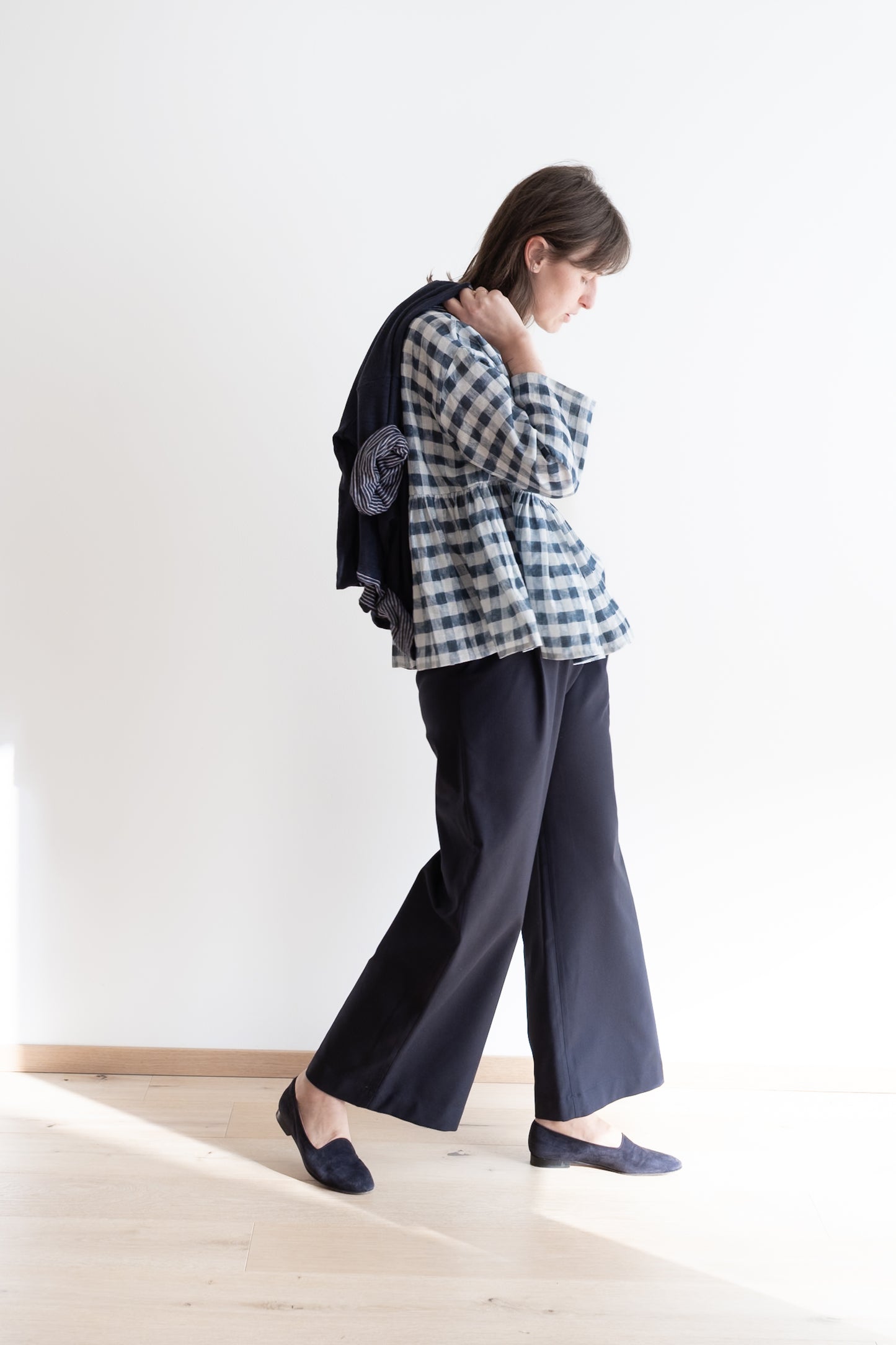 Pantaloni FORTEPIANO * cotone media pesantezza blu notte elasticizzato * taglia M