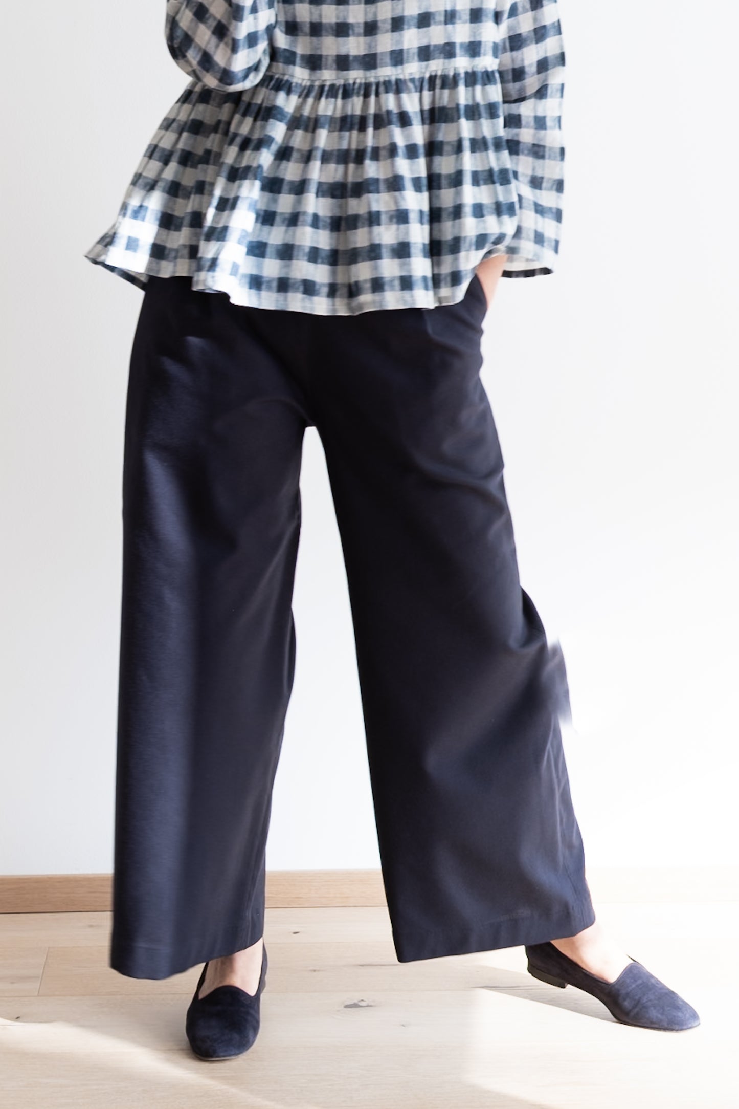 Pantaloni FORTEPIANO * cotone media pesantezza blu notte elasticizzato * taglia M