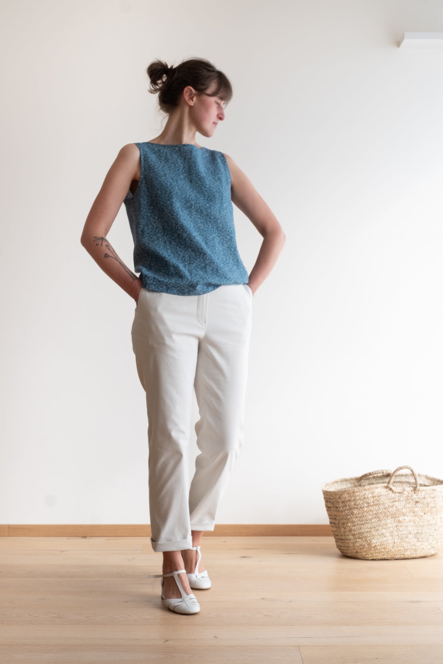 Pantaloni MIRTO * cotone spesso elasticizzato bianco betulla * taglia S