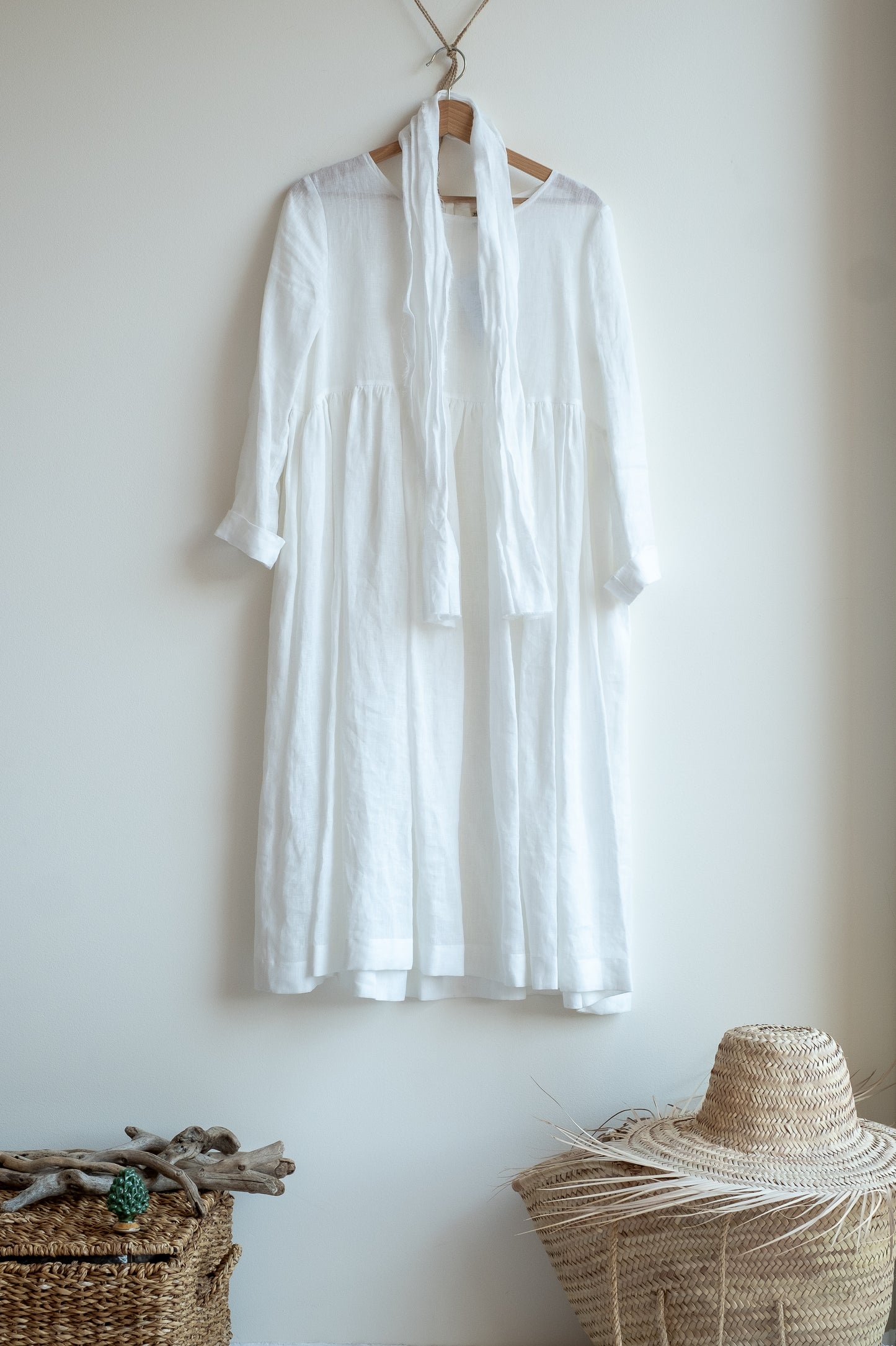 Dress PORFIDO * white gauzed linen * size S