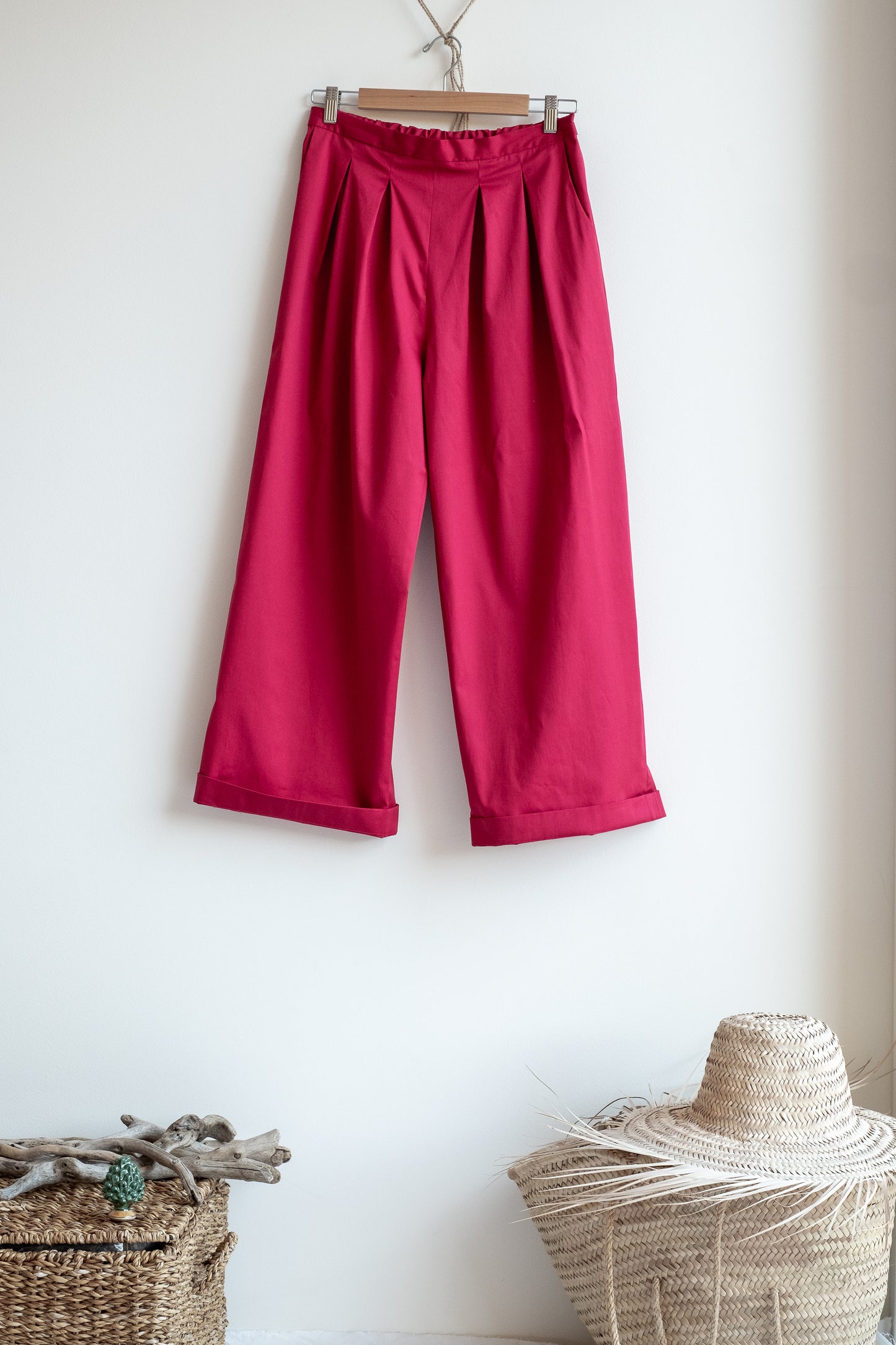 Pantaloni SORGIVA * cotone lampone peso medio * taglia S