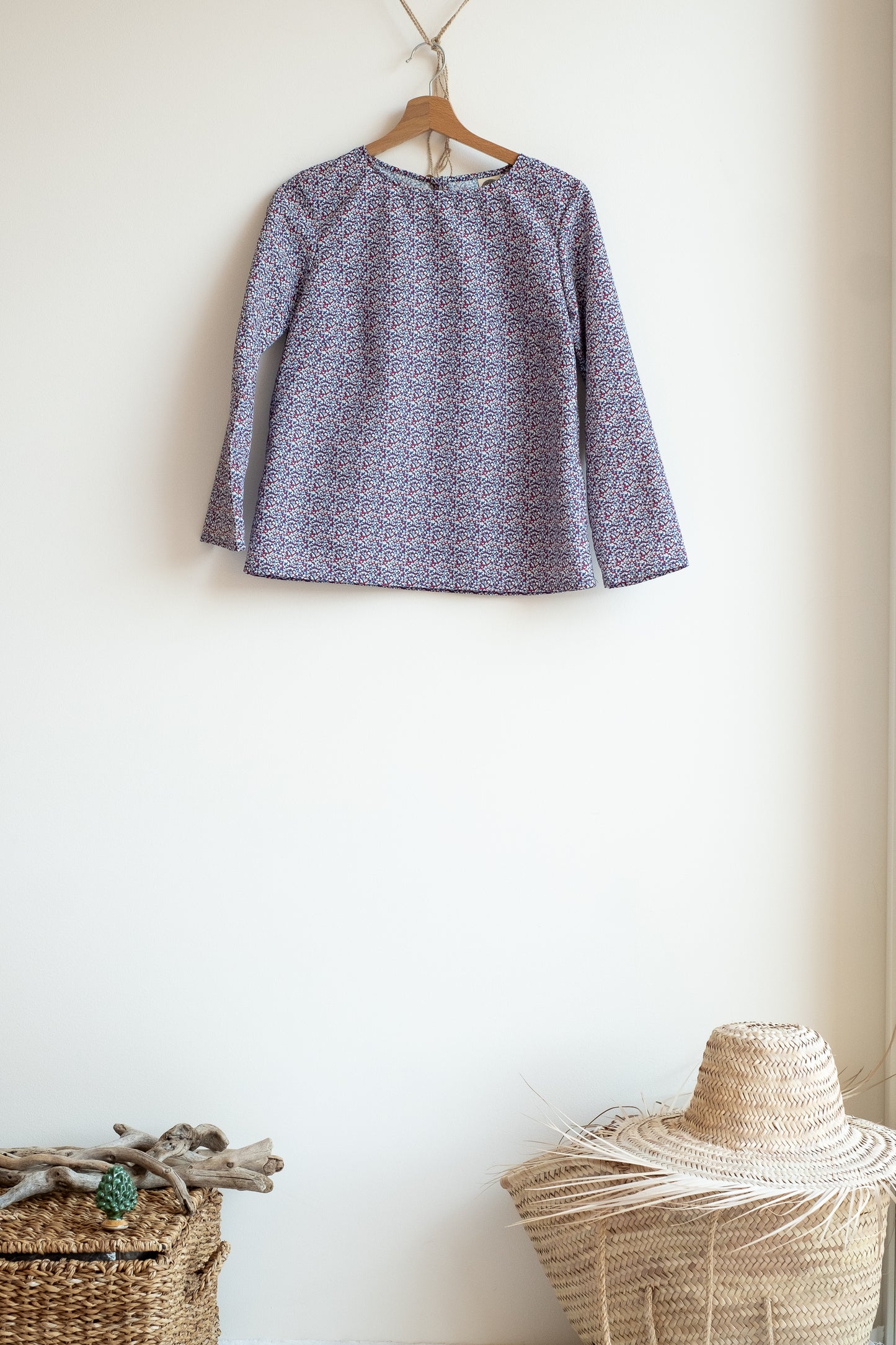 Camicia CICLAMINO * cotone liberty blu/bianco/rosso * taglia S