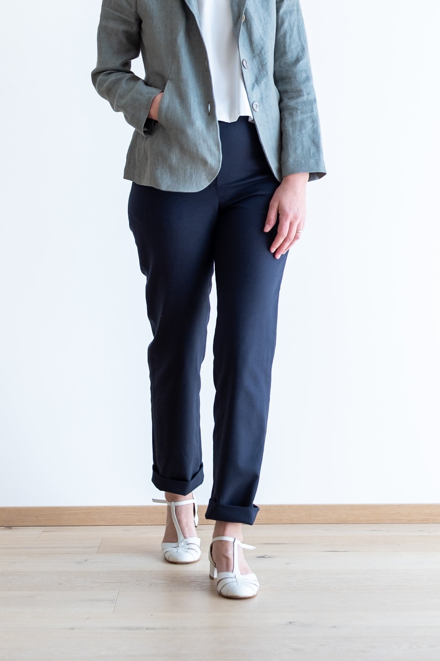 Pantaloni MIRTO * cotone media pesantezza blu notte elasticizzato * taglia S