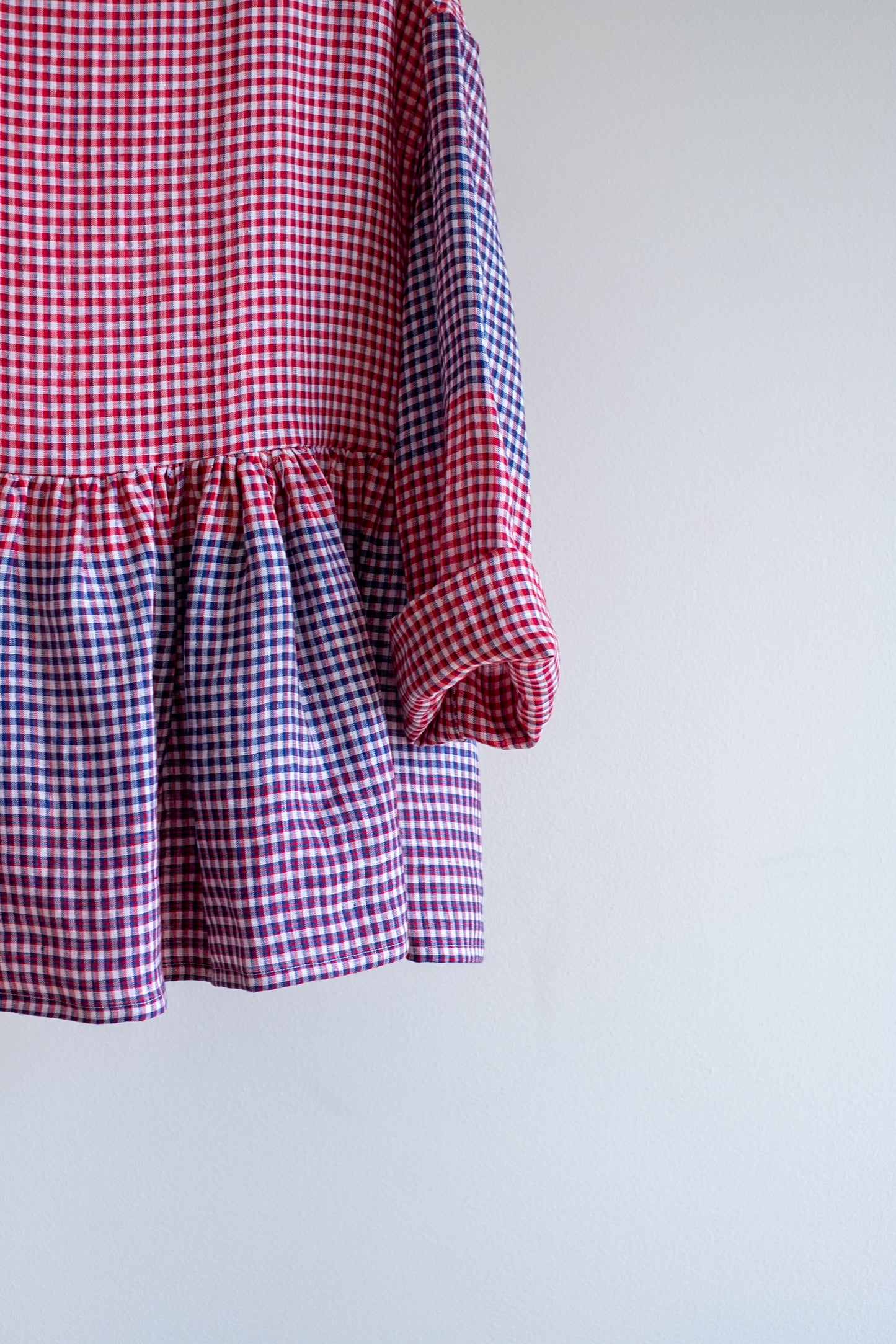 Shirt DONDOLA * blue-white-red small squared linen * size S