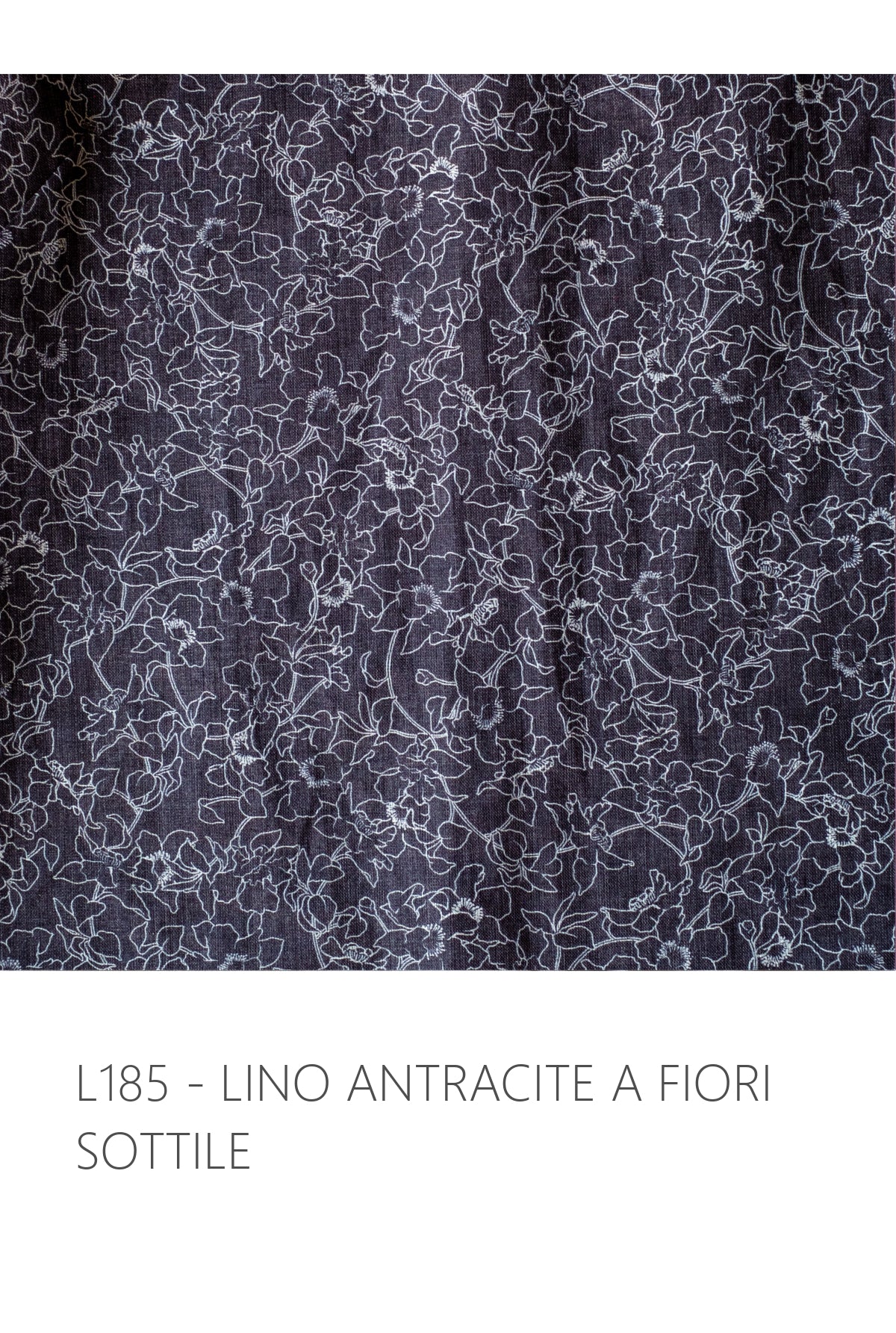 Camicia CICLAMINO * lino antracite a fiori sottile * taglia M