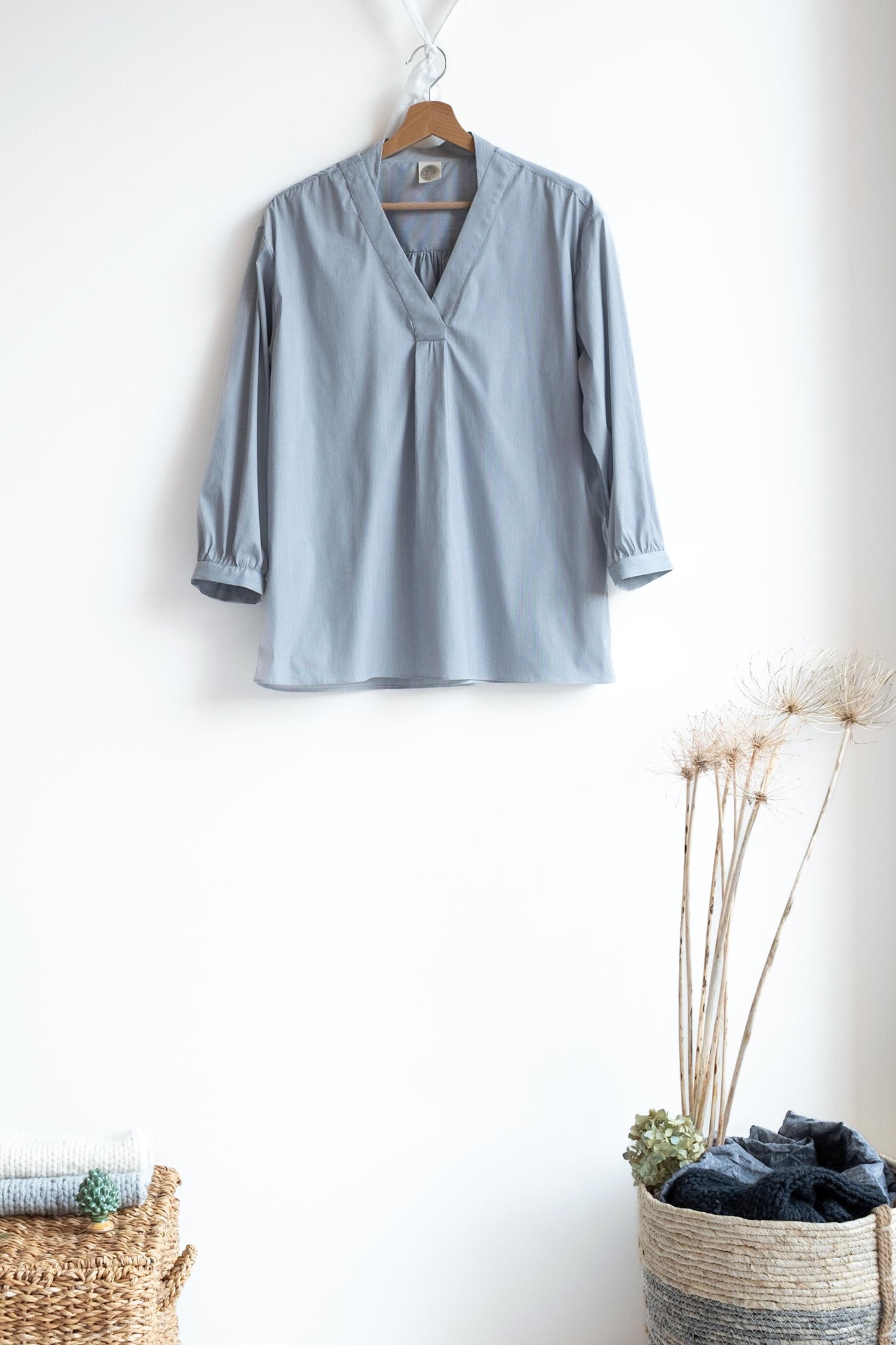 Camicia CAMICIOTTA * cotone elasticizzato righine grigio chiaro * taglia S