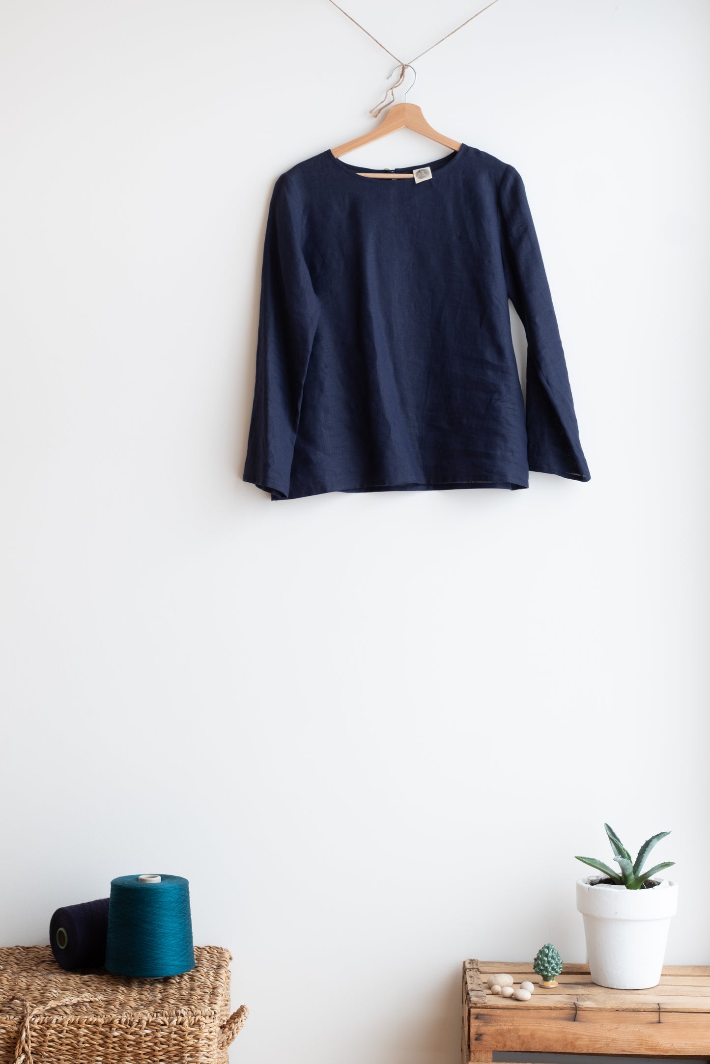 Camicia CICLAMINO * lino blu scuro * taglia L