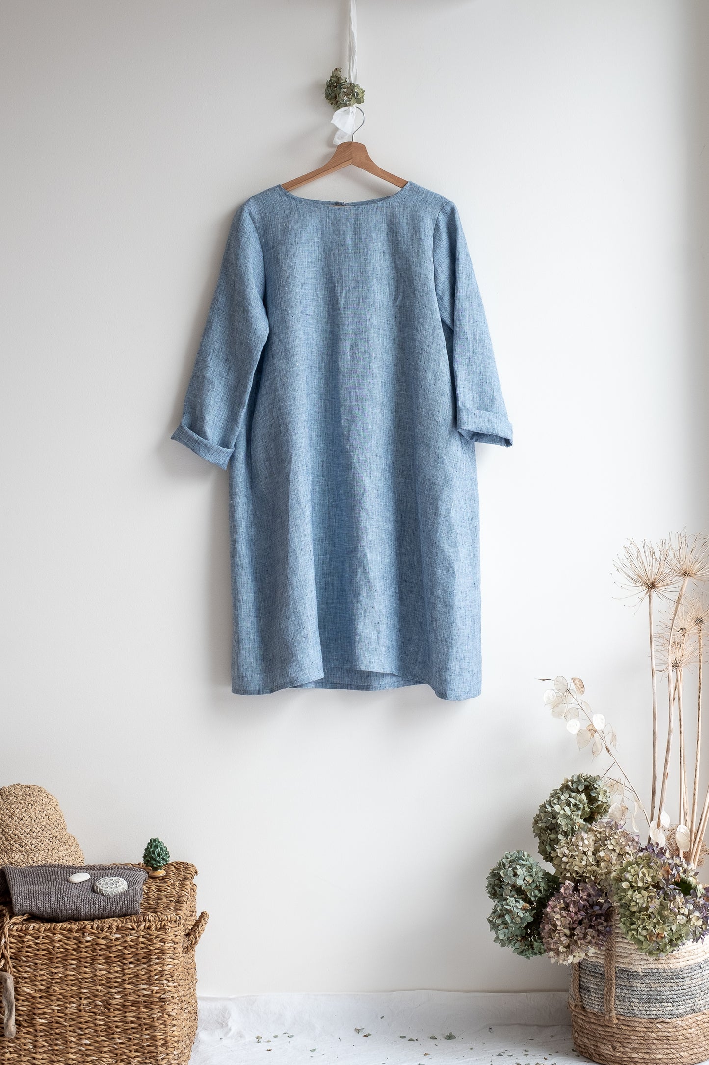 Dress RESPIRO * mélange intense light blue linen * size S