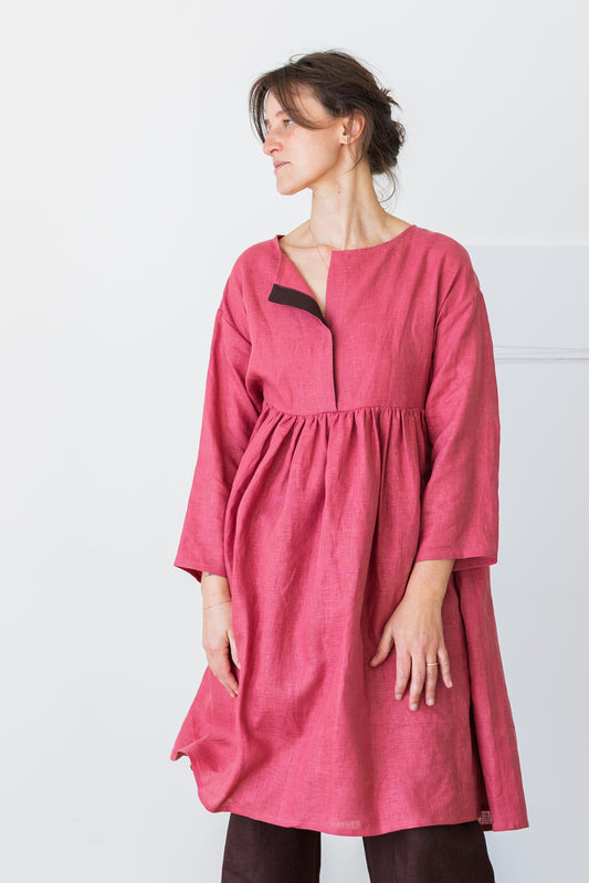 Dress ALTALENA ** thin raspberry pink linen * M