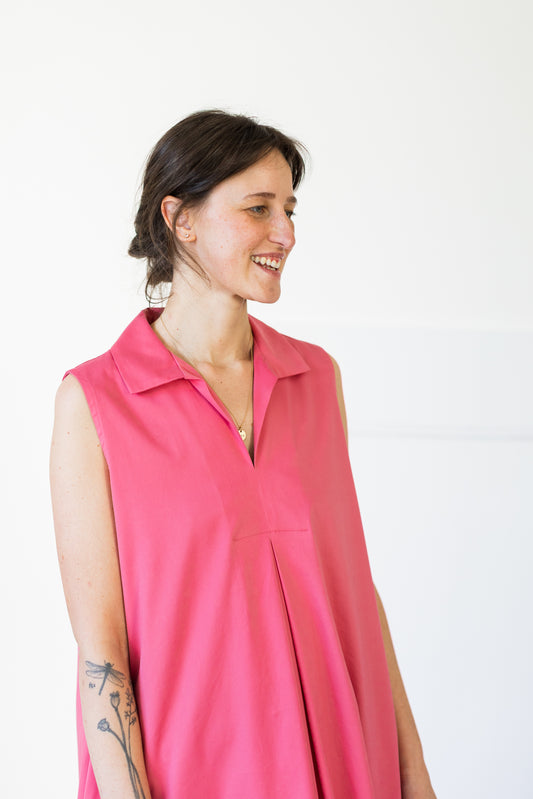 dress ELICRISO ** coral-pink cotton poplin * M