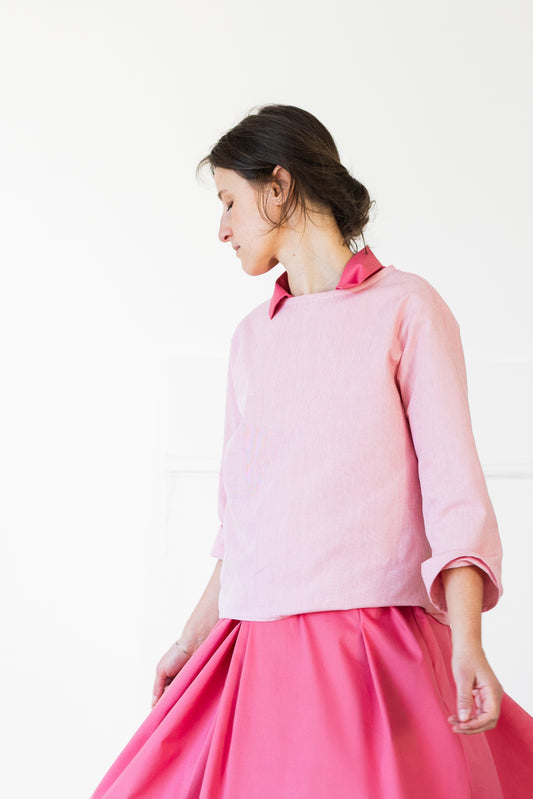 blouse QUADRA ** cotton with red and white stripes * M