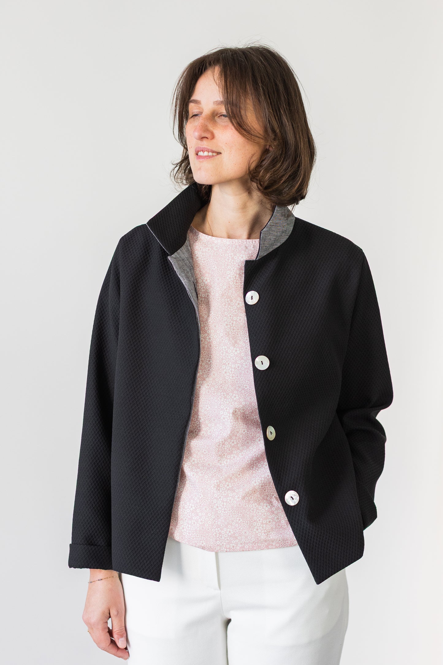 giacca BARDANA ** cotone piquet nero ** taglia L