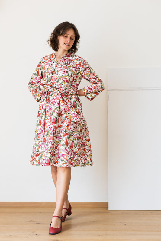 dress PAPAVERO * Liberty cotton with painterly floral pattern * size M