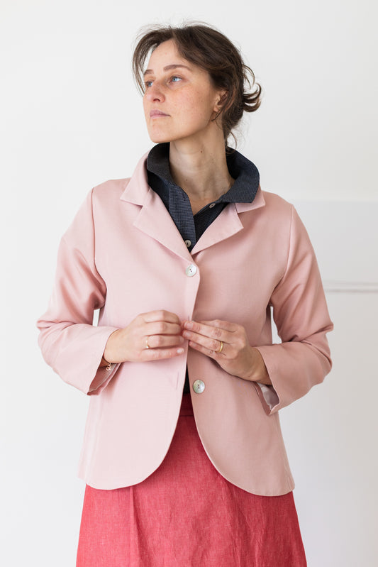 blazer COROLLA * light antique pink linen/viscose with visible weave * size M