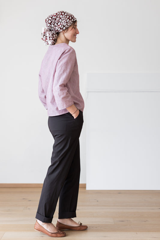trousers MIRTO  * dark brown textured stretch cotton * size M