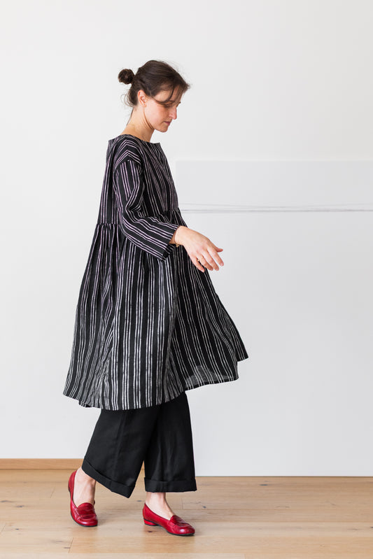 Dress ALTALENA ** white stripped black linen * M