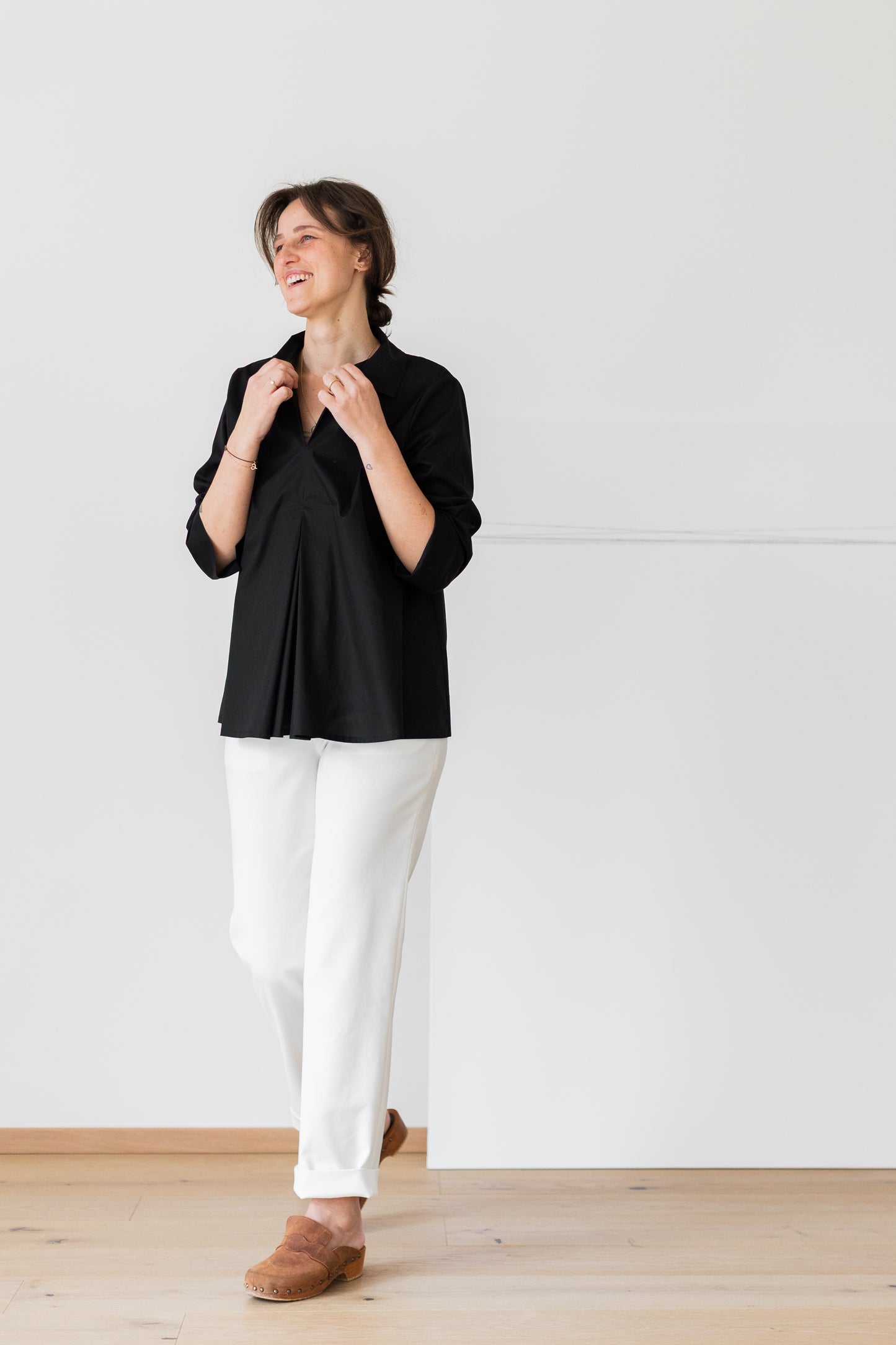 pantaloni MIRTO * cotone piquet bianco panna * taglia S