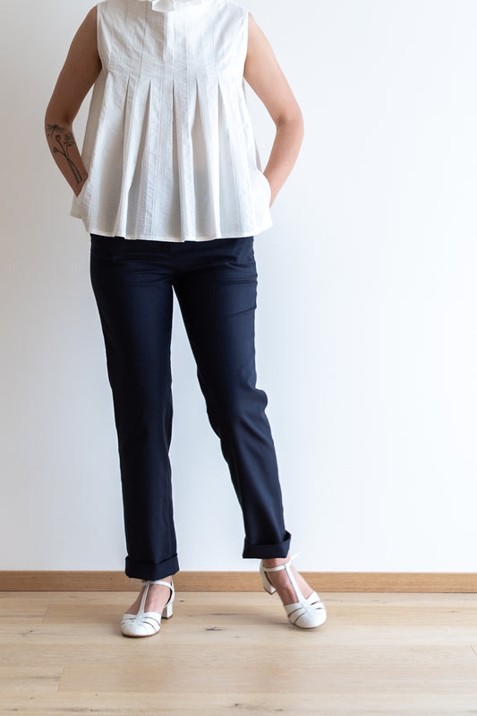 Pantaloni MIRTO *  cotone media pesantezza blu notte elasticizzato * taglia S