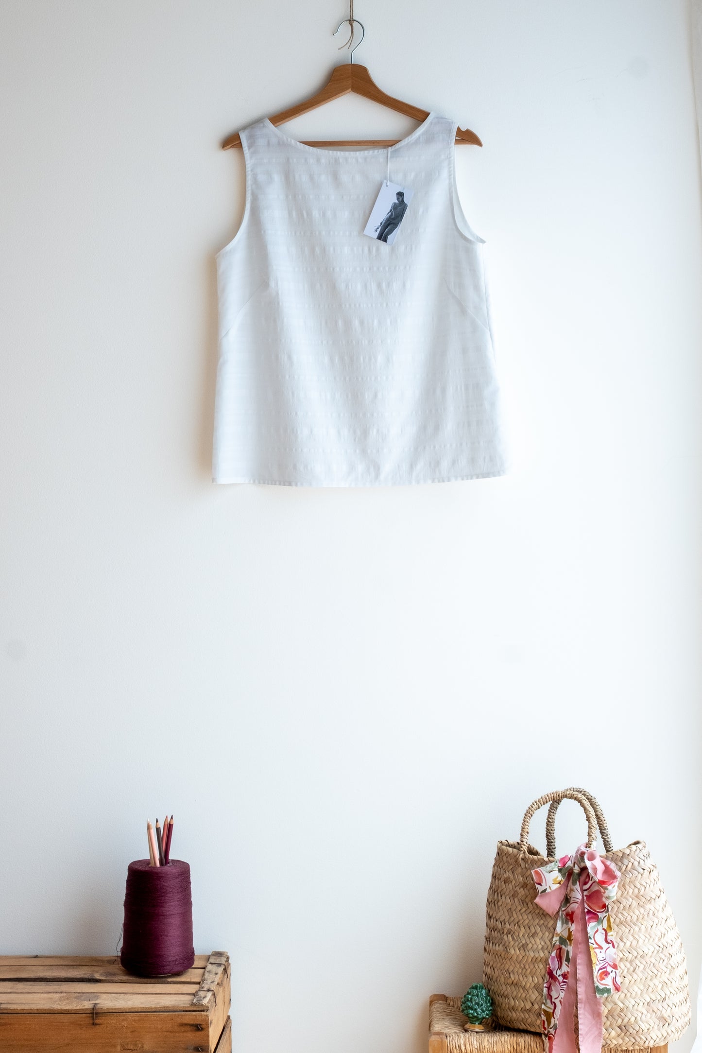 canotta CHIA * cotone bianco rigato bianco * taglia M