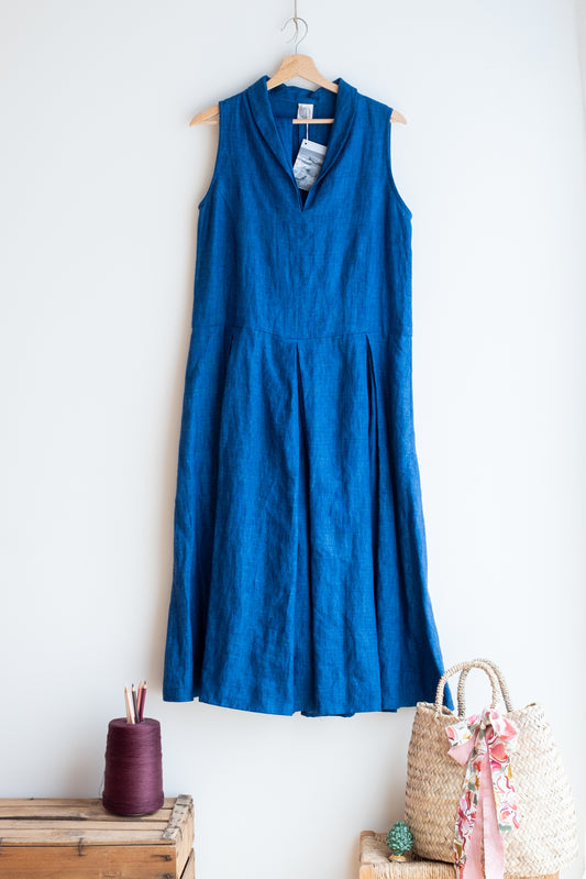 dress EUCALIPTO **  mélange blu linen * M