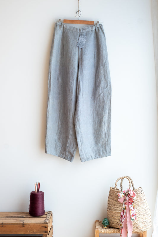 trousers ARTURO  * light blue linen with a brown mélange effect. * size S/M