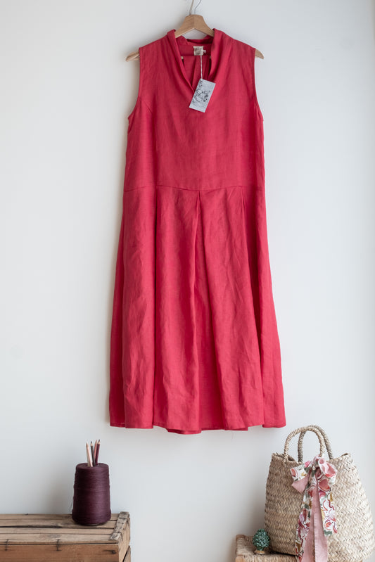 dress EUCALIPTO **  red thin linen * M
