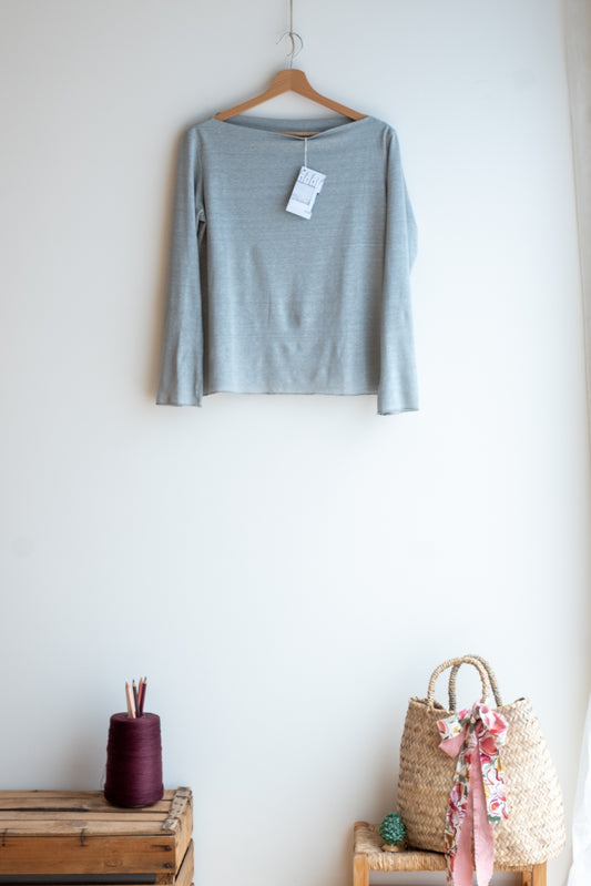 shirt STRETCH ** pearl grey linen jersey  * M/L
