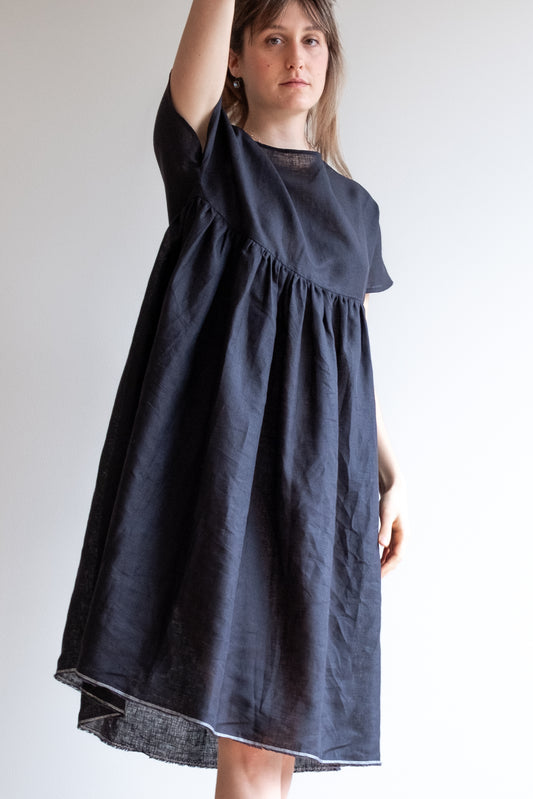 Dress MARIPOSA * black thin linen * size S