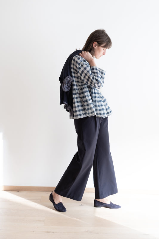 Pantaloni FORTEPIANO * cotone media pesantezza blu notte elasticizzato * taglia M