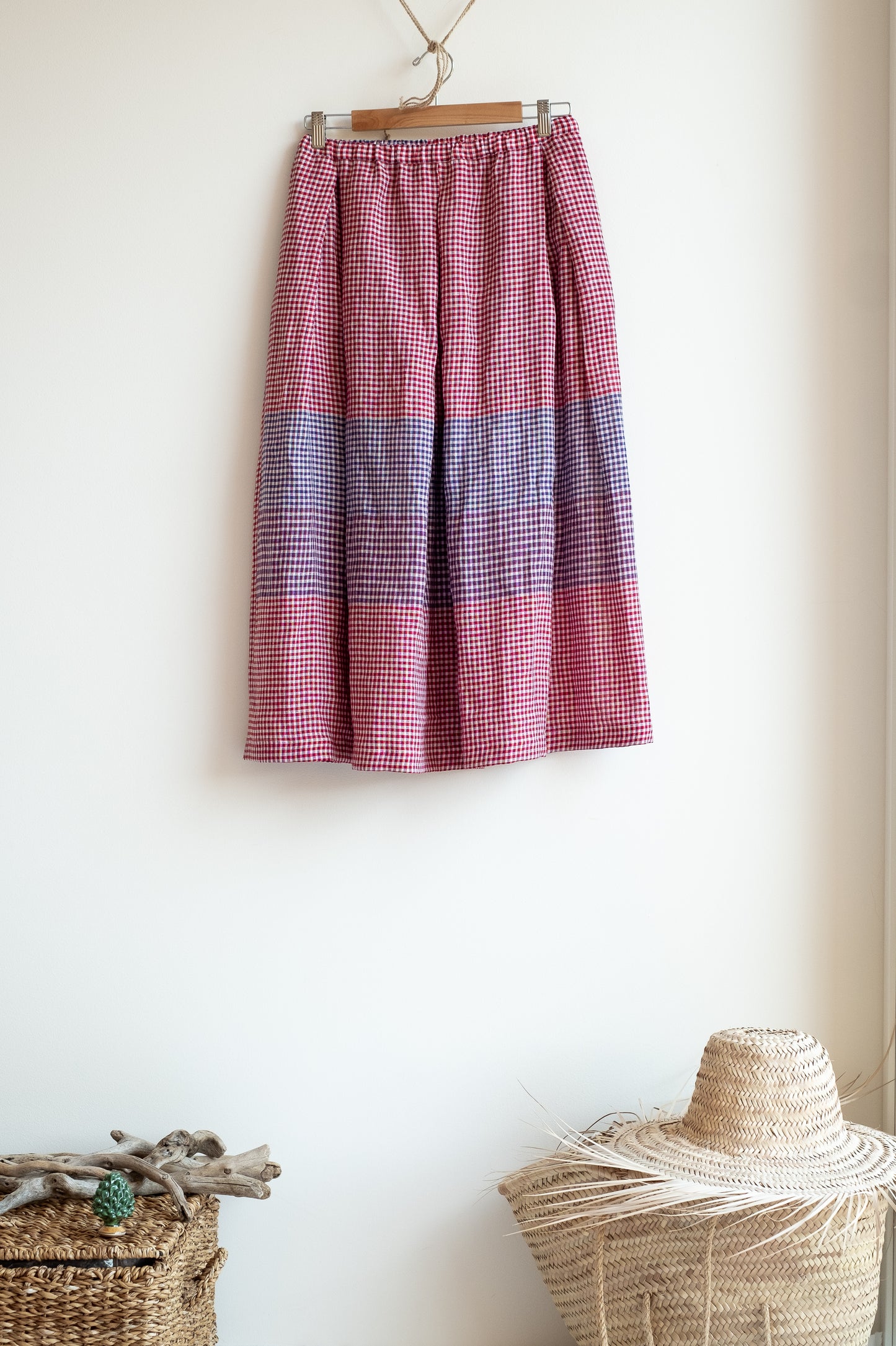 Gonna RITORNELLO * blue-white-red small squared linen* size S