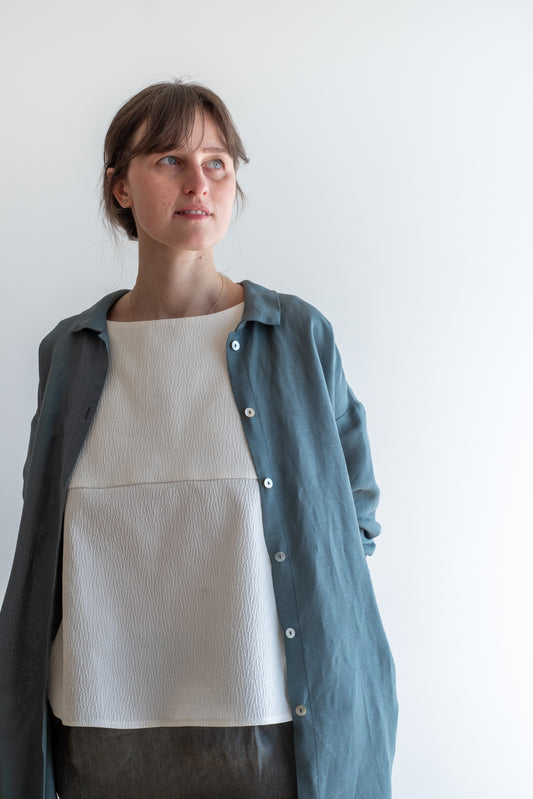 shirt-coat MAGGIORANA * thin textured agave-tone viscose * size M