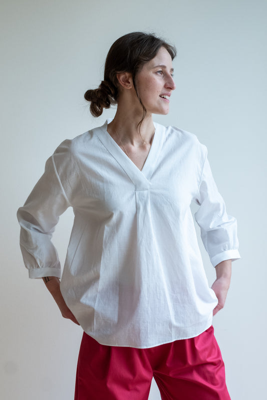 Shirt CAMICIOTTA * white transparent thin cotton  * size L