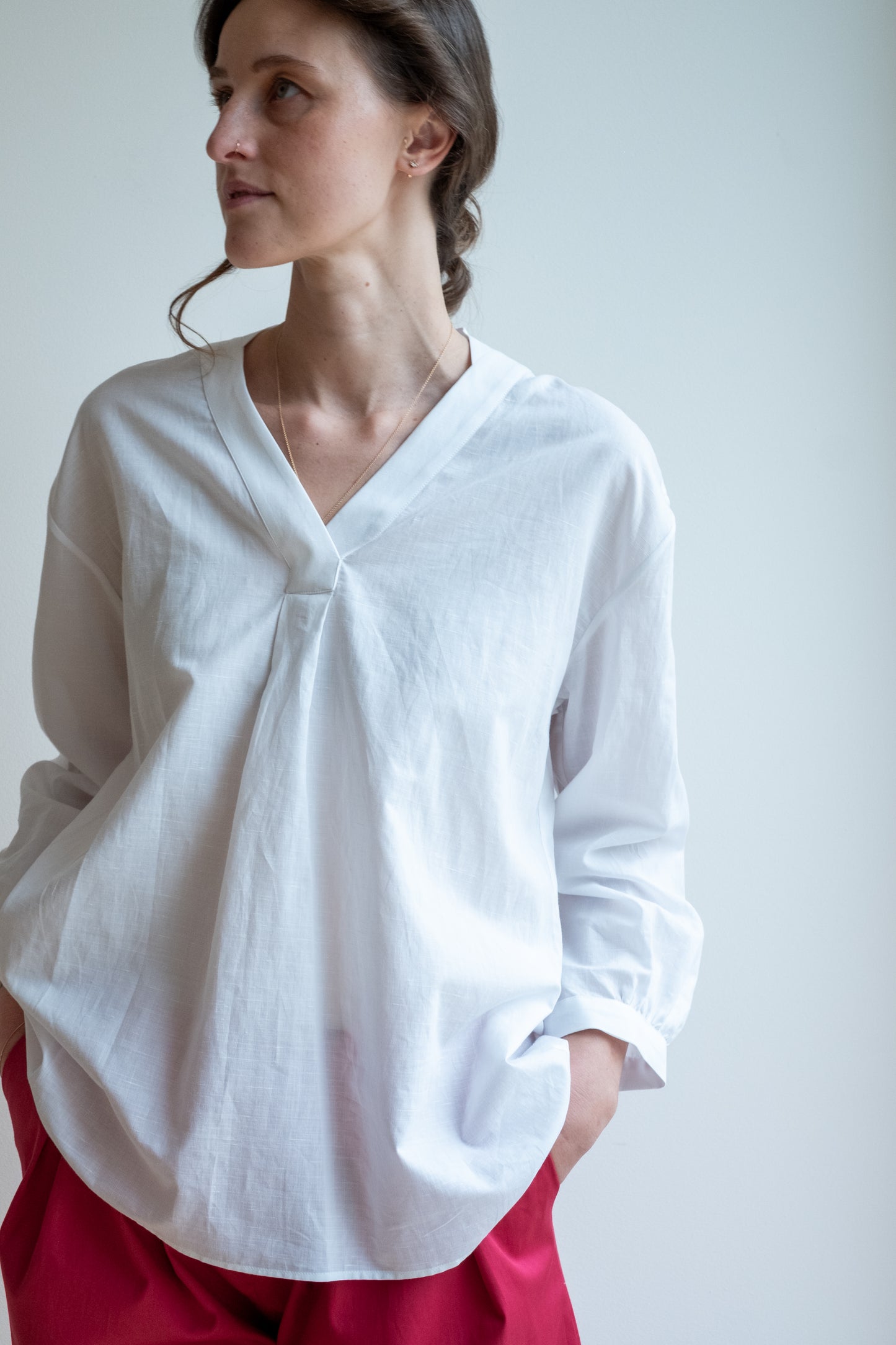 Camicia CAMICIOTTA * cotone sottile trasparente bianco * taglia L