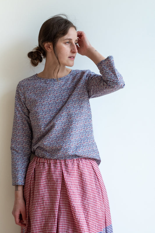Shirt CICLAMINO * Liberty cotton blue/white/red  * size S