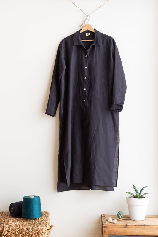 Camicia/spolverino MAGGIORANA * lino blu scuro *  taglia S