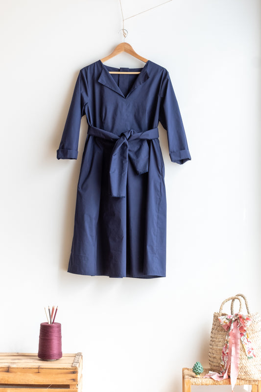 Dress PAPAVERO * midnight blue cotton poplin * size XL