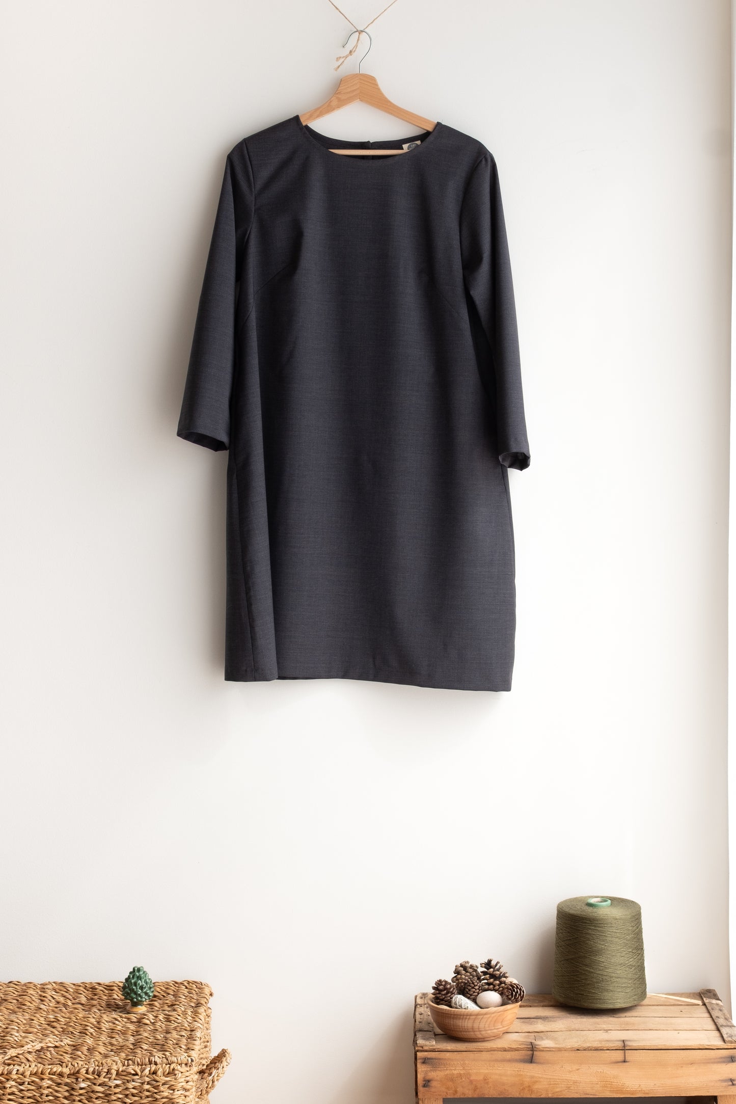 abito RANUNCOLO ** cotone grigio goffrato rigato * taglia XL
