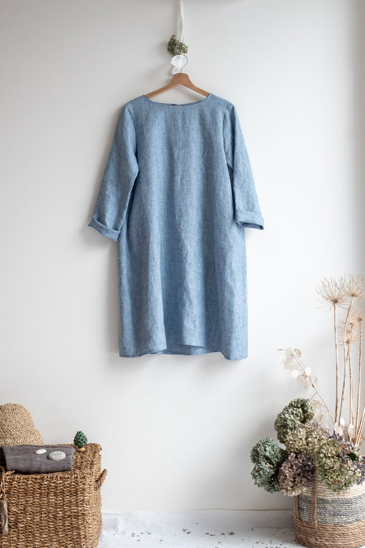 Dress RESPIRO * mélange intense light blue linen * size S